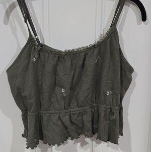 American Eagle Outfitters Sage Green Camisole with Floral Details